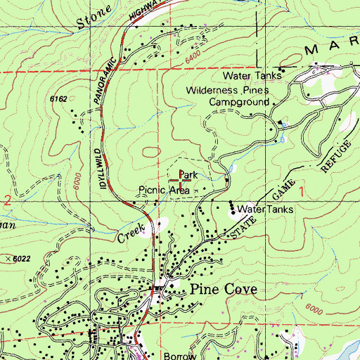 Topographic Map of Pine Cove County Park, CA