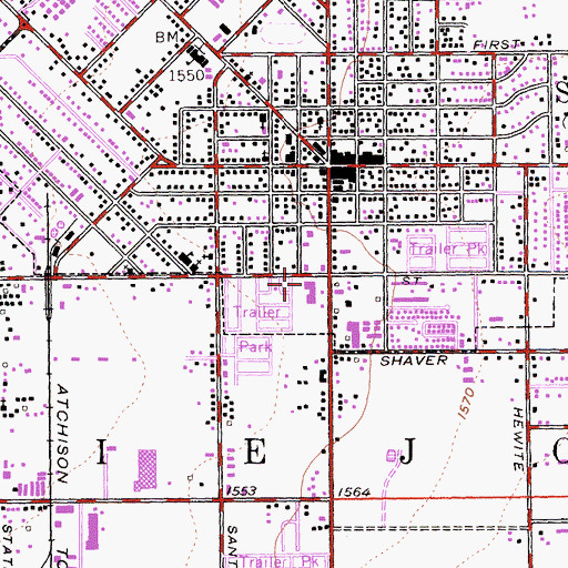 Topographic Map of San Jacinto Shopping Center, CA