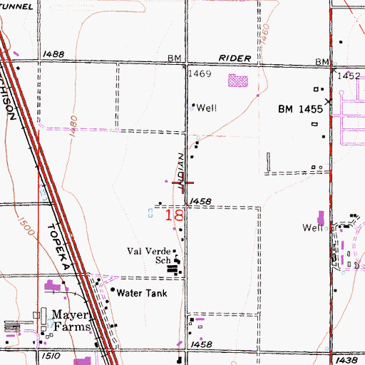 Topographic Map of Val Verde School District Office, CA