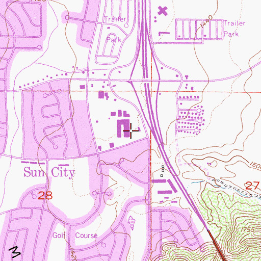 Topographic Map of Sun City Chamber of Commerce, CA