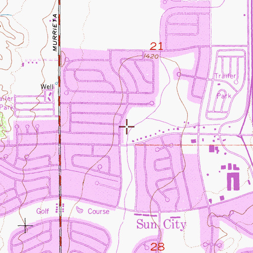 Topographic Map of Sun City Golf Club North Course, CA
