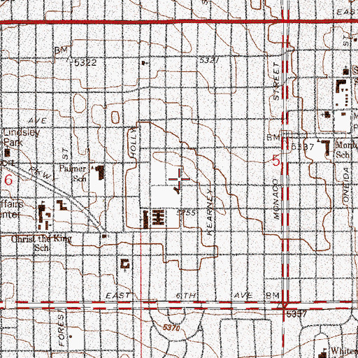 Topographic Map of Booth Memorial Hospital (historical), CO