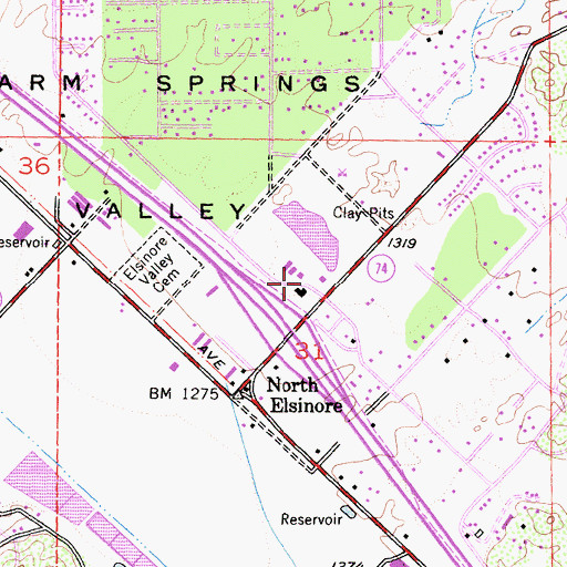 Topographic Map of Lake Elsinore Square Shopping Center, CA
