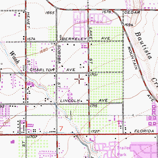 Topographic Map of Bautista Creek Elementary School, CA