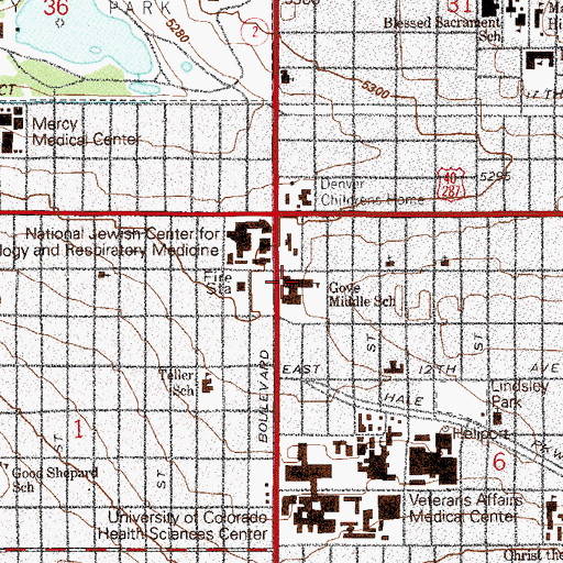 Topographic Map of Gove Middle School (historical), CO