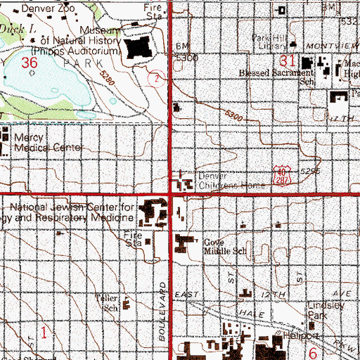 Topographic Map of Denver Childrens Home, CO
