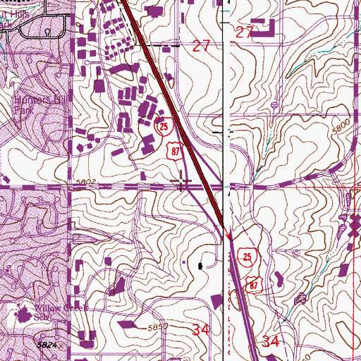 Topographic Map of Castlewood Grange, CO