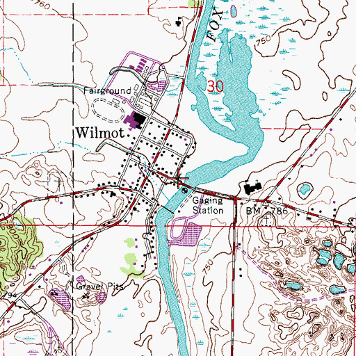 Topographic Map of Peace Evangelical Lutheran Church, WI