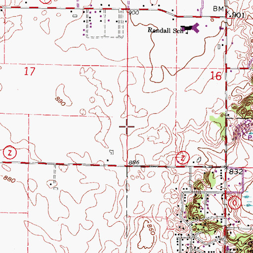 Topographic Map of Prairie Farm, WI