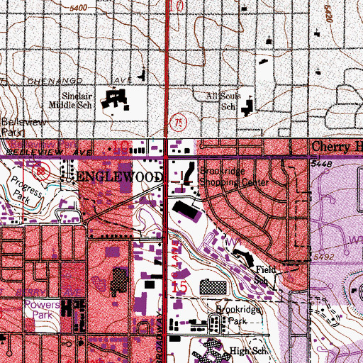Topographic Map of Brookridge Shopping Center, CO