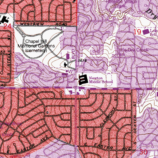 Topographic Map of Newton Middle School, CO