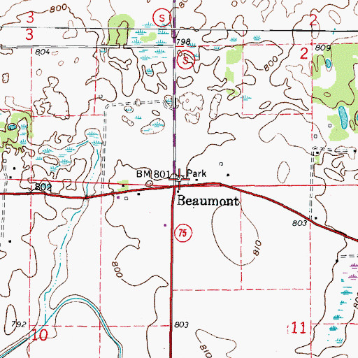 Topographic Map of Beaumont Park, WI