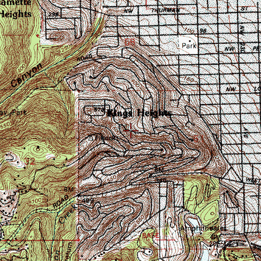 Topographic Map of Hillside Community Center, OR