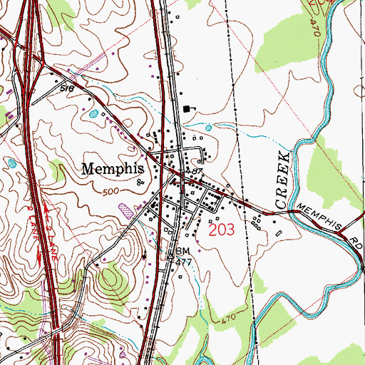 Topographic Map of Memphis, IN