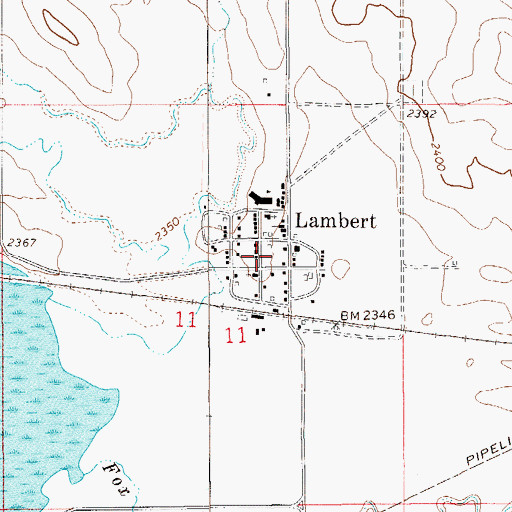 Topographic Map of Fox Lake, MT