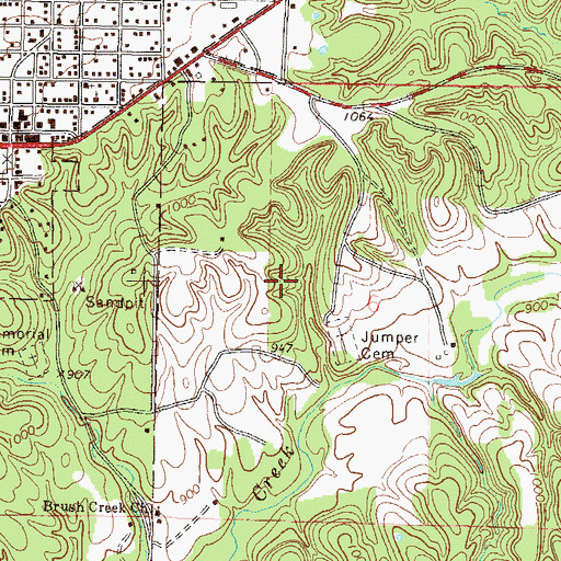 Topographic Map of Brush Creek, OK