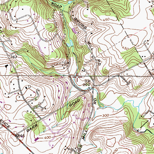 Topographic Map of West Branch Crum Creek, PA