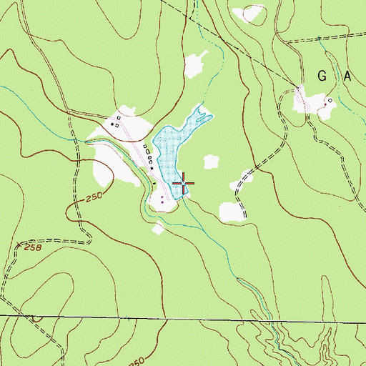 Topographic Map of Farrells Lake Dam, TX