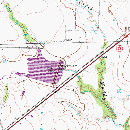 Topographic Map of Soil Conservation Service Site 7 Dam, TX