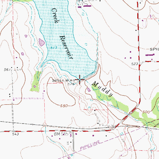 Topographic Map of Soil Conservation Service Site 4 Reservoir, TX