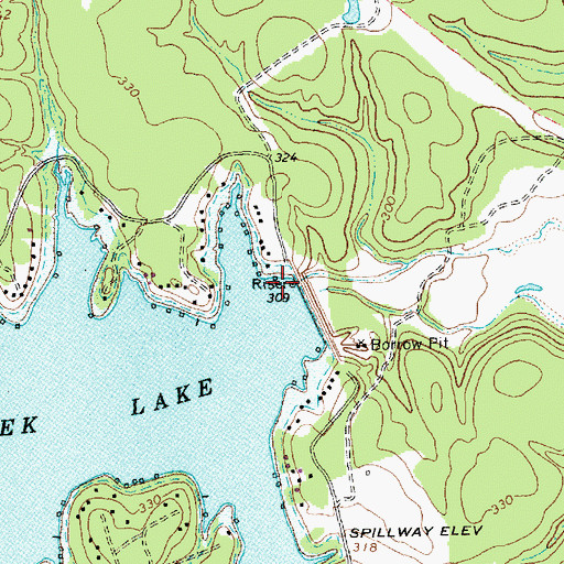 Topographic Map of Camp Creek Lake Dam, TX