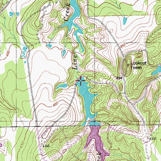 Topographic Map of Rod Lake Number 2 Dam, TX