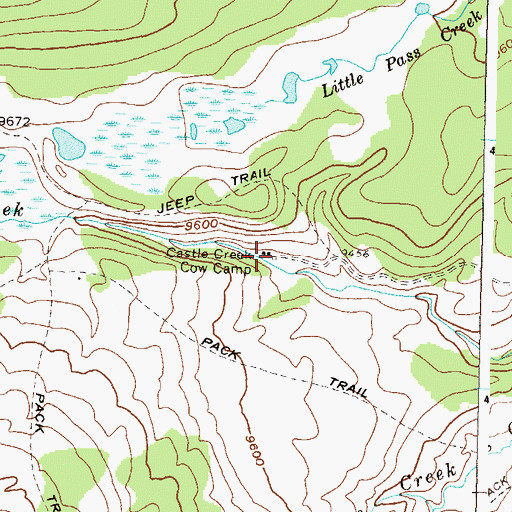 Topographic Map of Castle Creek Cow Camp, CO