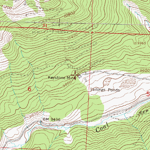 Topographic Map of Keystone Mine, CO