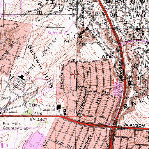 Topographic Map of Ladera Heights, CA