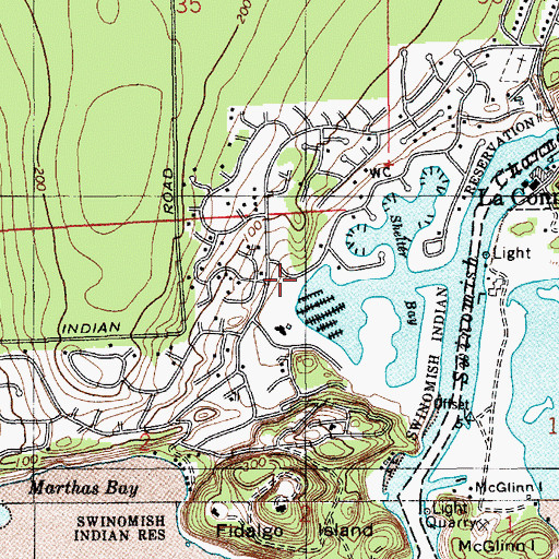 Topographic Map of Shelter Bay, WA