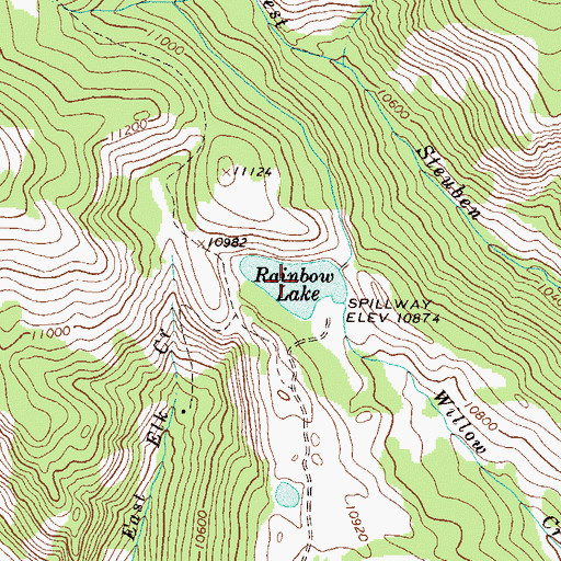 Topographic Map of Rainbow Lake, CO