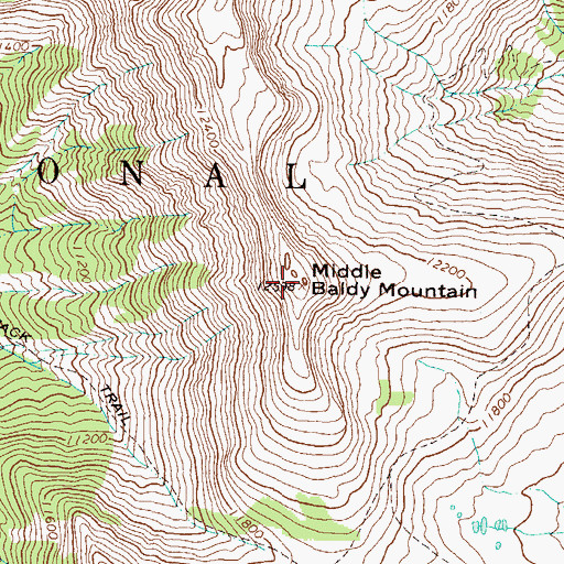 Topographic Map of Middle Baldy Mountain, CO