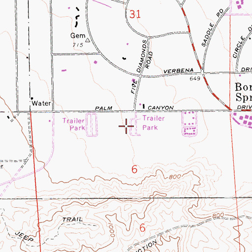 Topographic Map of Holiday Home Mobile Home Park, CA