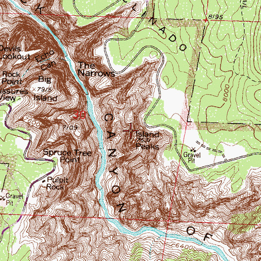 Topographic Map of Island Peaks, CO