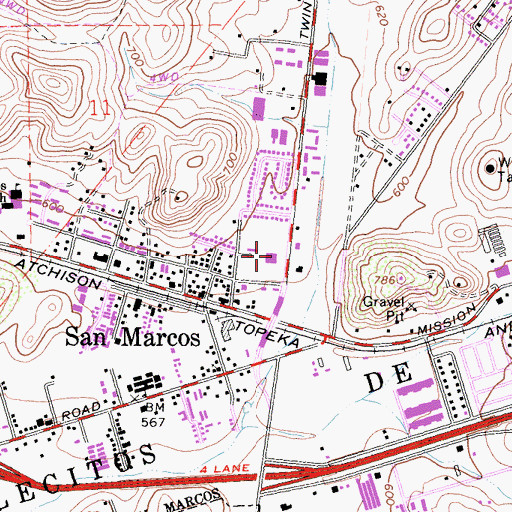 Topographic Map of San Marcos Post Office, CA