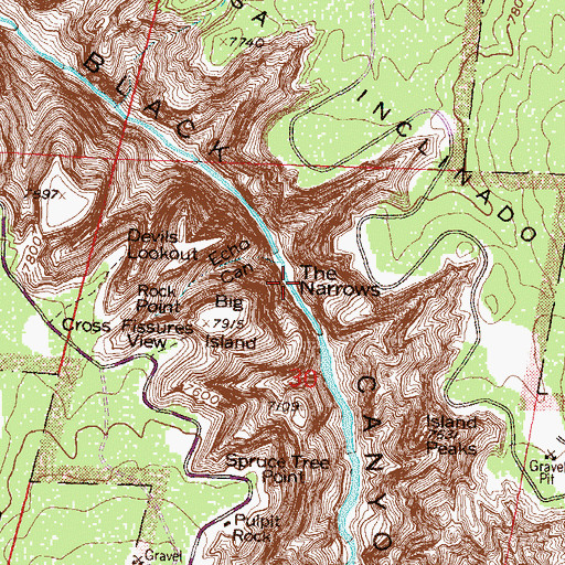 Topographic Map of The Narrows, CO