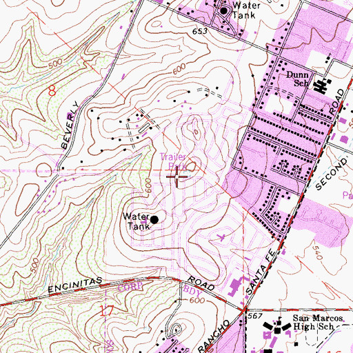 Topographic Map of Palomar West Mobile Home Park, CA