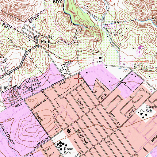 Topographic Map of Ascension Evangelical Lutheran Church, CA