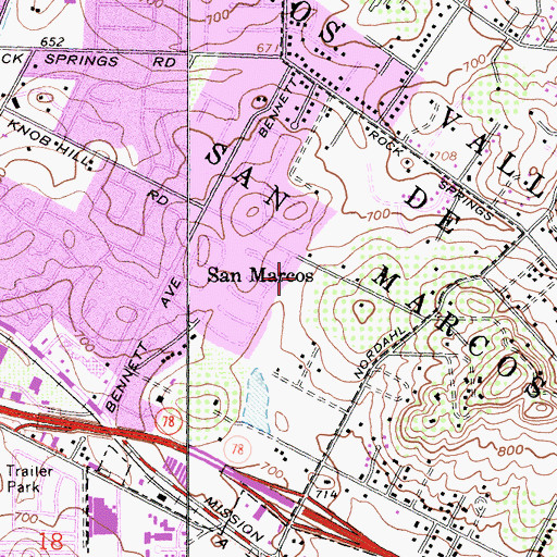 Topographic Map of Knob Hill Elementary School, CA