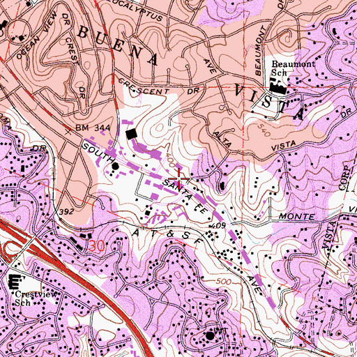 Topographic Map of The Interdenominational Church, CA