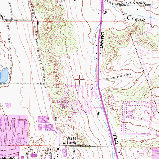 Topographic Map of Encinitas Post Office, CA