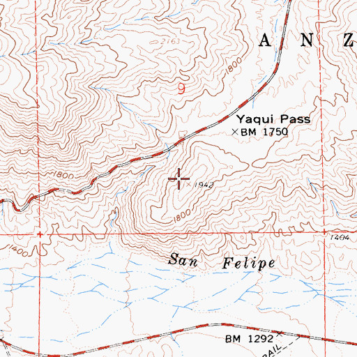 Topographic Map of Kenyon Overlook Trail, CA