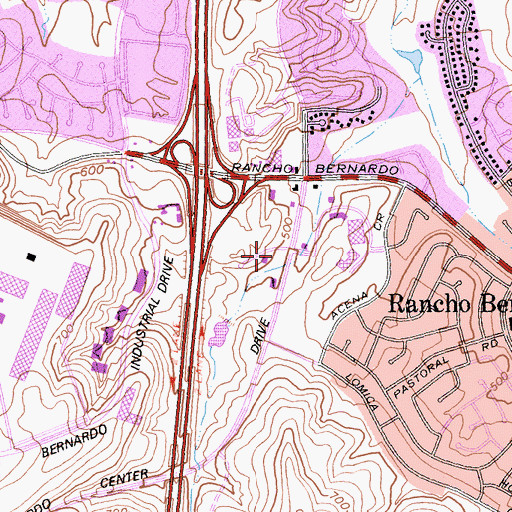 Topographic Map of Rancho Bernardo Branch San Diego Public Library, CA