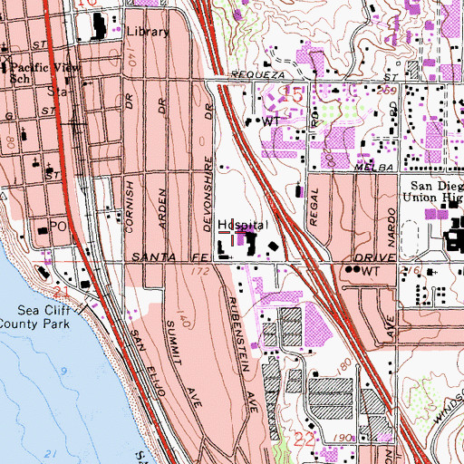Topographic Map of Scripps Memorial Hospital Encinitas, CA
