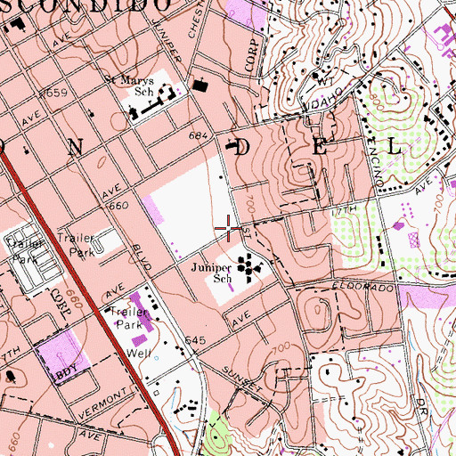 Topographic Map of Westminister Presbyterian Church, CA