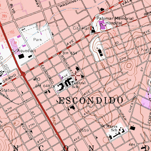 Topographic Map of Iglesia Latina Emmanuel, CA