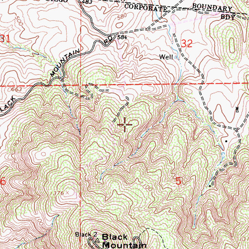 Topographic Map of Black Mountain Open Space, CA