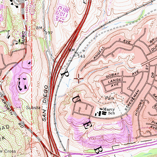 Topographic Map of Rose Canyon Open Space, CA