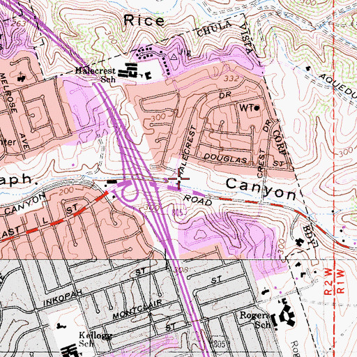 Topographic Map of Canyon Plaza Shopping Center, CA