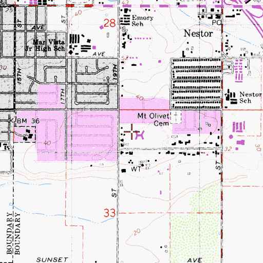 Topographic Map of Godfrey G Berry Elementary School, CA